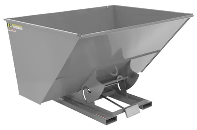 Vestil D-300-MD-GY-MG d style - self-dumping steel hoppers with bumper release