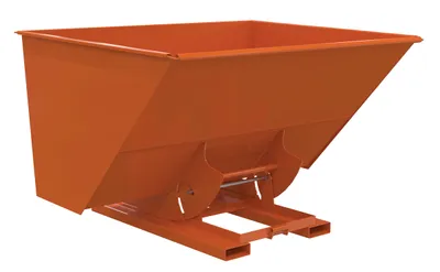 Vestil Steel Medium Duty No Bump & Dump Hopper 3 Cubic Yard 4000 Lb. Capacity Orange