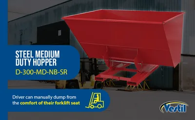 Vestil D-300-MD-NB-SR d-style hoppers, no bump & dump feature highlights