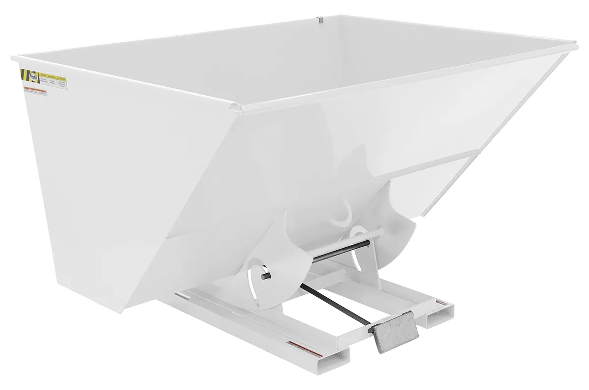 Vestil D-300-MD-WHT d style - self-dumping steel hoppers with bumper release