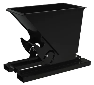 Vestil Steel Heavy Duty No Bump & Dump Hopper 1/3 Cubic Yard 6000 Lb. Capacity Semi Gloss Black