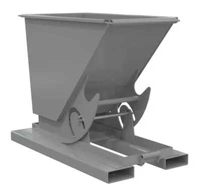 Vestil Steel Heavy Duty No Bump & Dump Hopper 1/3 Cubic Yard 6000 Lb. Capacity Battleship Gray