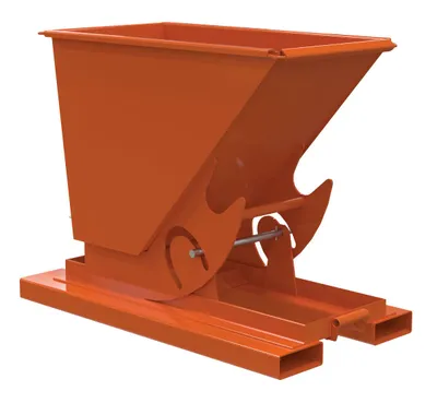 Vestil Steel Heavy Duty No Bump & Dump Hopper 1/3 Cubic Yard 6000 Lb. Capacity Orange