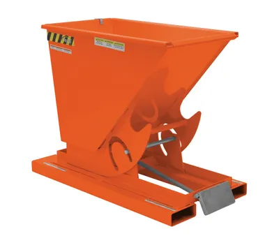 Vestil Steel Heavy Duty Self Dumping Hopper 1/3 Cubic Yard 6000 Lb. Capacity Orange