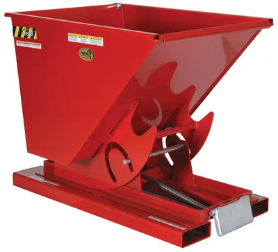 Vestil Steel Heavy Duty Self Dumping Hopper 1/3 Cubic Yard 6000 Lb. Capacity Red