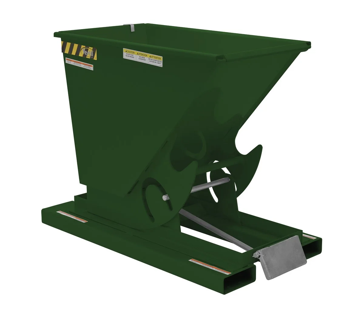 Vestil D-33-LD-GRN-H d style - self-dumping steel hoppers with bumper release