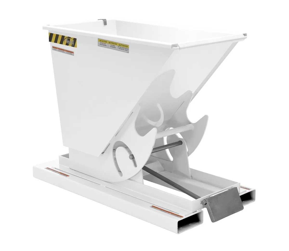 Vestil D-33-LD-WHT d style - self-dumping steel hoppers with bumper release