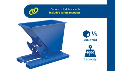 Vestil D-33-MD-NB d-style hoppers, no bump & dump feature highlights