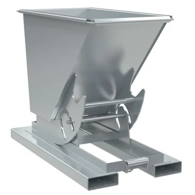 Vestil Steel Medium Duty No Bump & Dump Hopper 1/3 Cubic Yard 4000 Lb. Capacity Silver