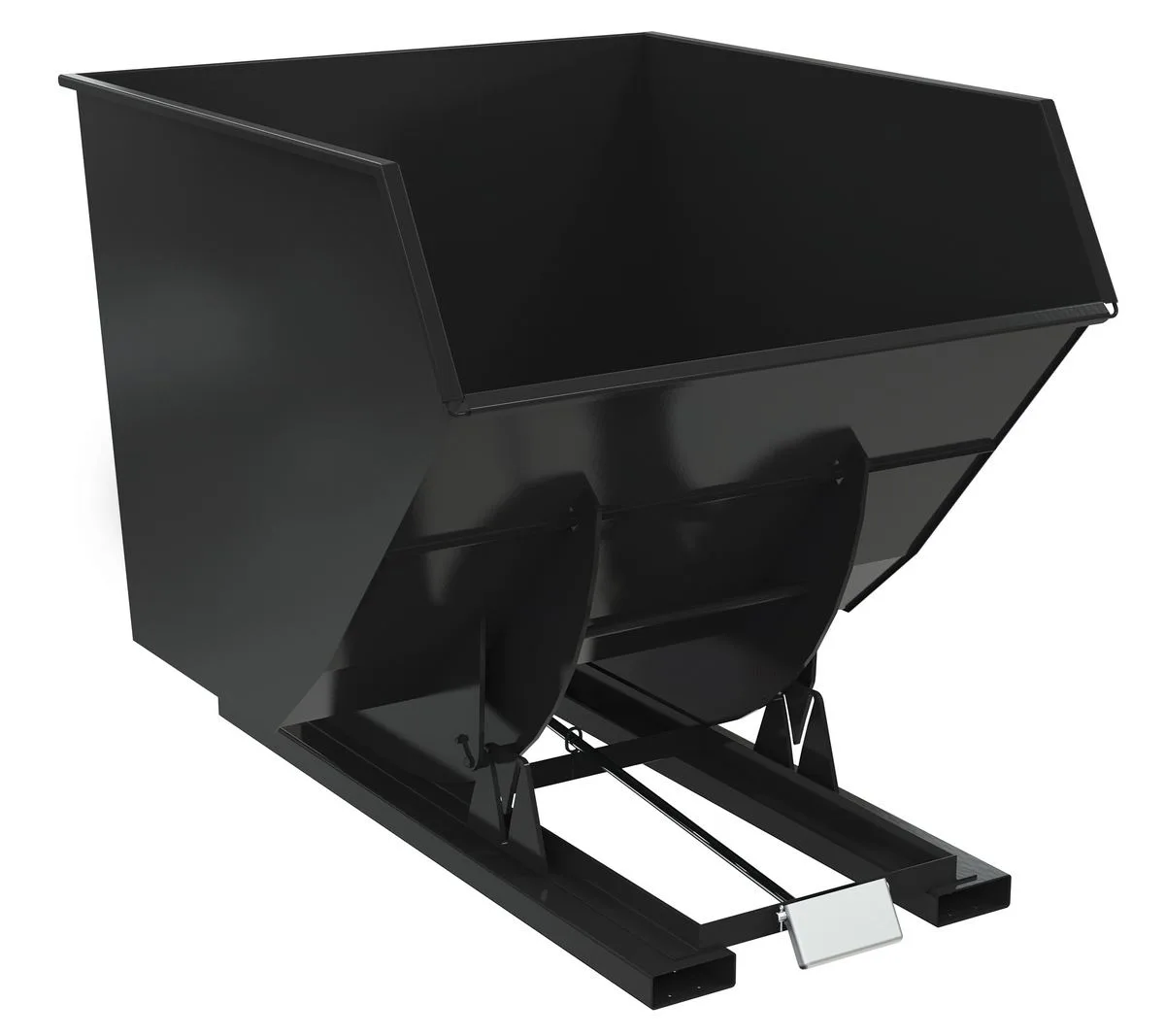 Vestil D-350-HD-BLK-SG d style - self-dumping steel hoppers with bumper release