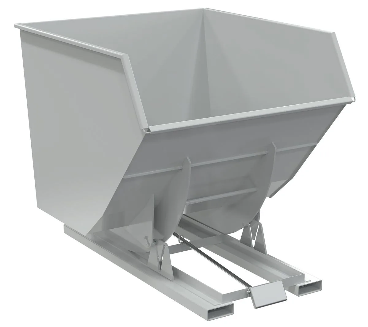 Vestil D-350-HD-GY-MG d style - self-dumping steel hoppers with bumper release