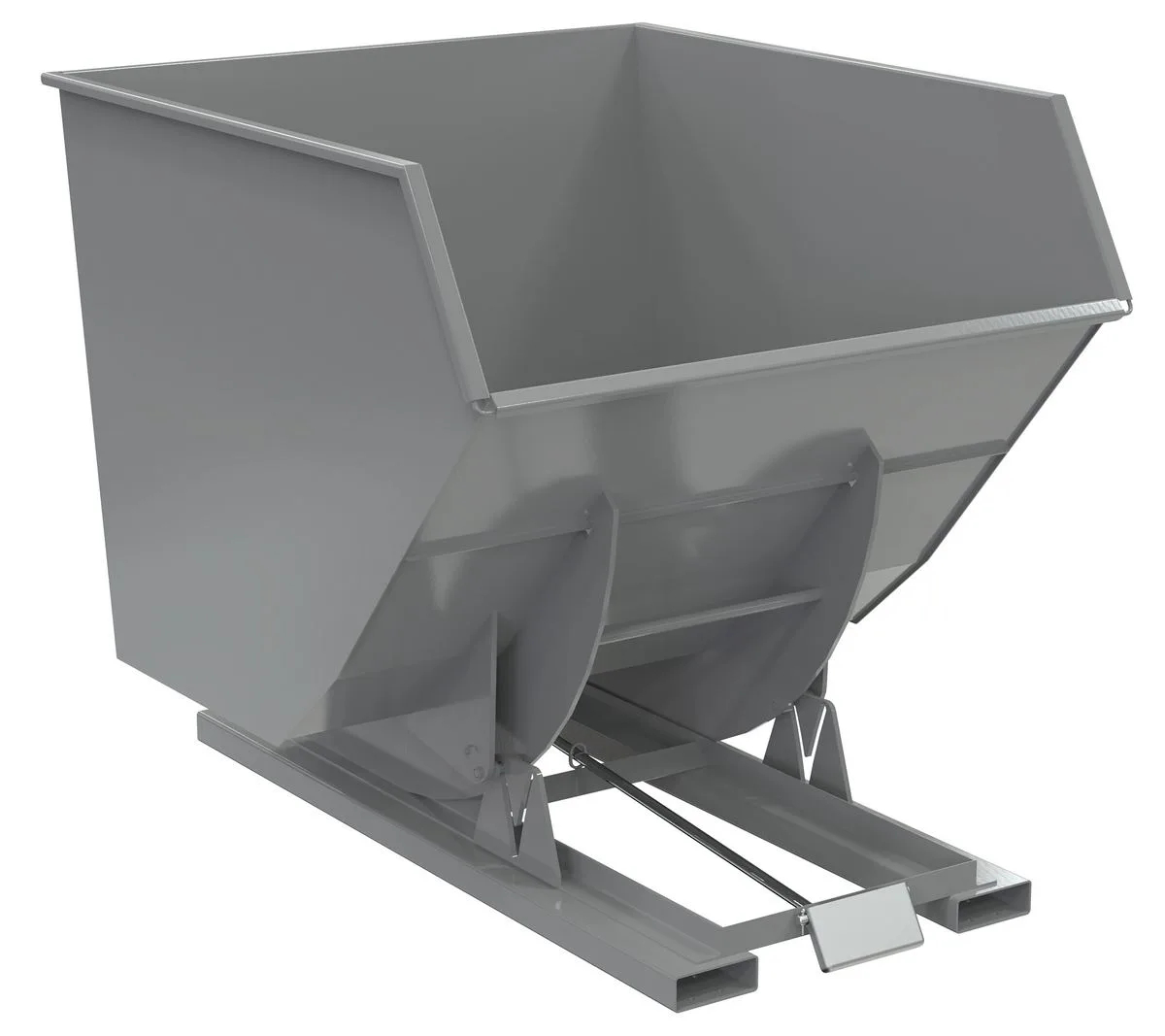 Vestil D-350-HD-GY-SG d style - self-dumping steel hoppers with bumper release