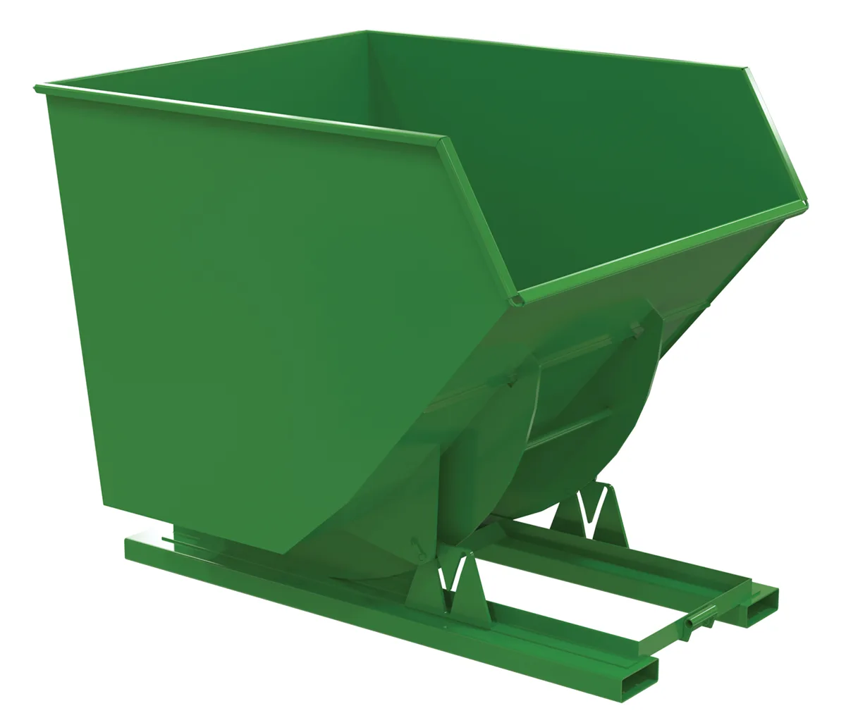 Vestil D-350-HD-NB-GRN-T d-style hoppers, no bump & dump