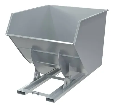 Vestil Steel Heavy Duty No Bump & Dump Hopper 3-1/2 Cubic Yard 6000 Lb. Capacity Silver