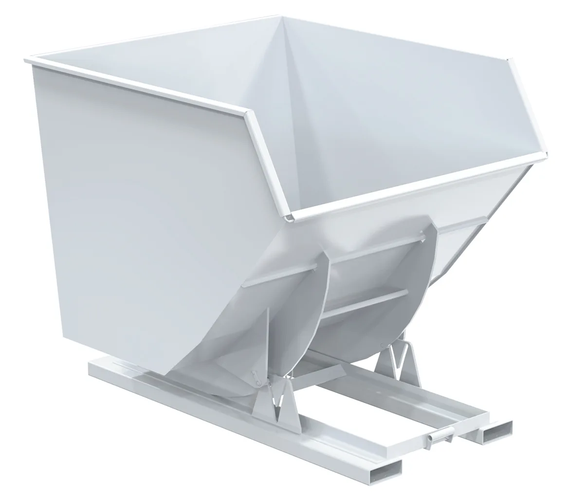Vestil D-350-HD-NB-WHT d-style hoppers, no bump & dump