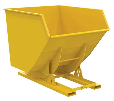 Vestil Steel Heavy Duty No Bump & Dump Hopper 3-1/2 Cubic Yard 6000 Lb. Capacity Yellow