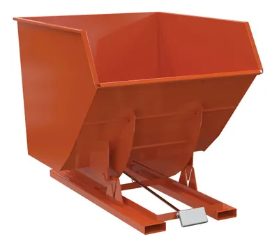 Vestil Steel Heavy Duty Self Dumping Hopper 3-1/2 Cubic Yard 6000 Lb. Capacity Orange