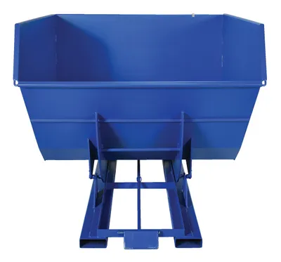 Vestil D-400-HD d style - self-dumping steel hoppers with bumper release shown from an alternate angle