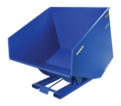 Vestil D-400-HD d style - self-dumping steel hoppers with bumper release shown from an alternate angle