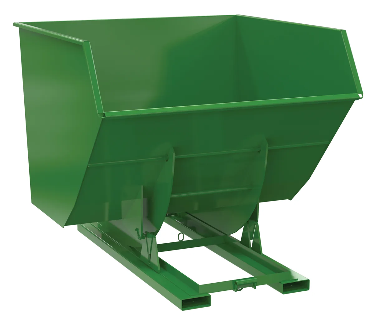 Vestil D-400-HD-NB-GRN-T d-style hoppers, no bump & dump