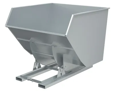Vestil Steel Heavy Duty No Bump & Dump Hopper 4 Cubic Yard 6000 Lb. Capacity Silver