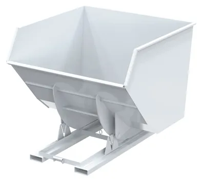 Vestil Steel Heavy Duty No Bump & Dump Hopper 4 Cubic Yard 6000 Lb. Capacity White