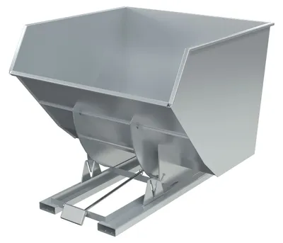 Vestil Steel Heavy Duty Self Dumping Hopper 4 Cubic Yard 6000 Lb. Capacity Silver Lining