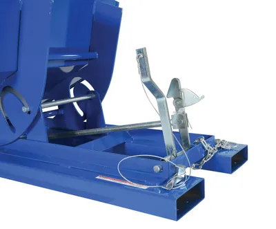 Vestil D-50-HD d style - self-dumping steel hoppers with bumper release shown from an alternate angle