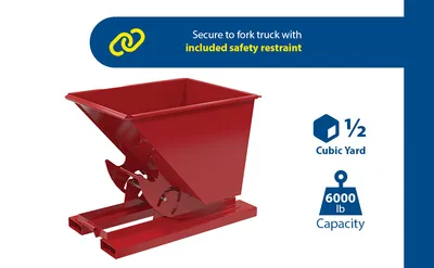 Vestil D-50-HD-NB-SR d-style hoppers, no bump & dump feature highlights