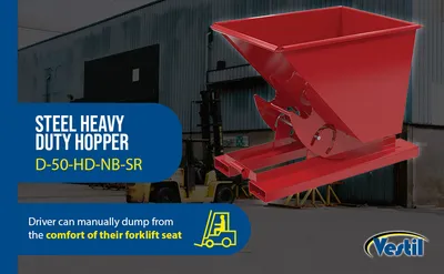 Vestil D-50-HD-NB-SR d-style hoppers, no bump & dump feature highlights