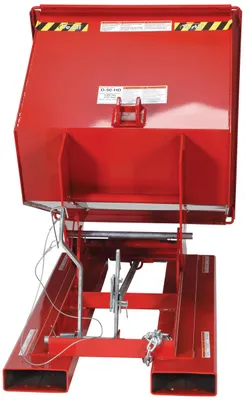 Vestil D-50-HD-SR d style - self-dumping steel hoppers with bumper release shown from an alternate angle