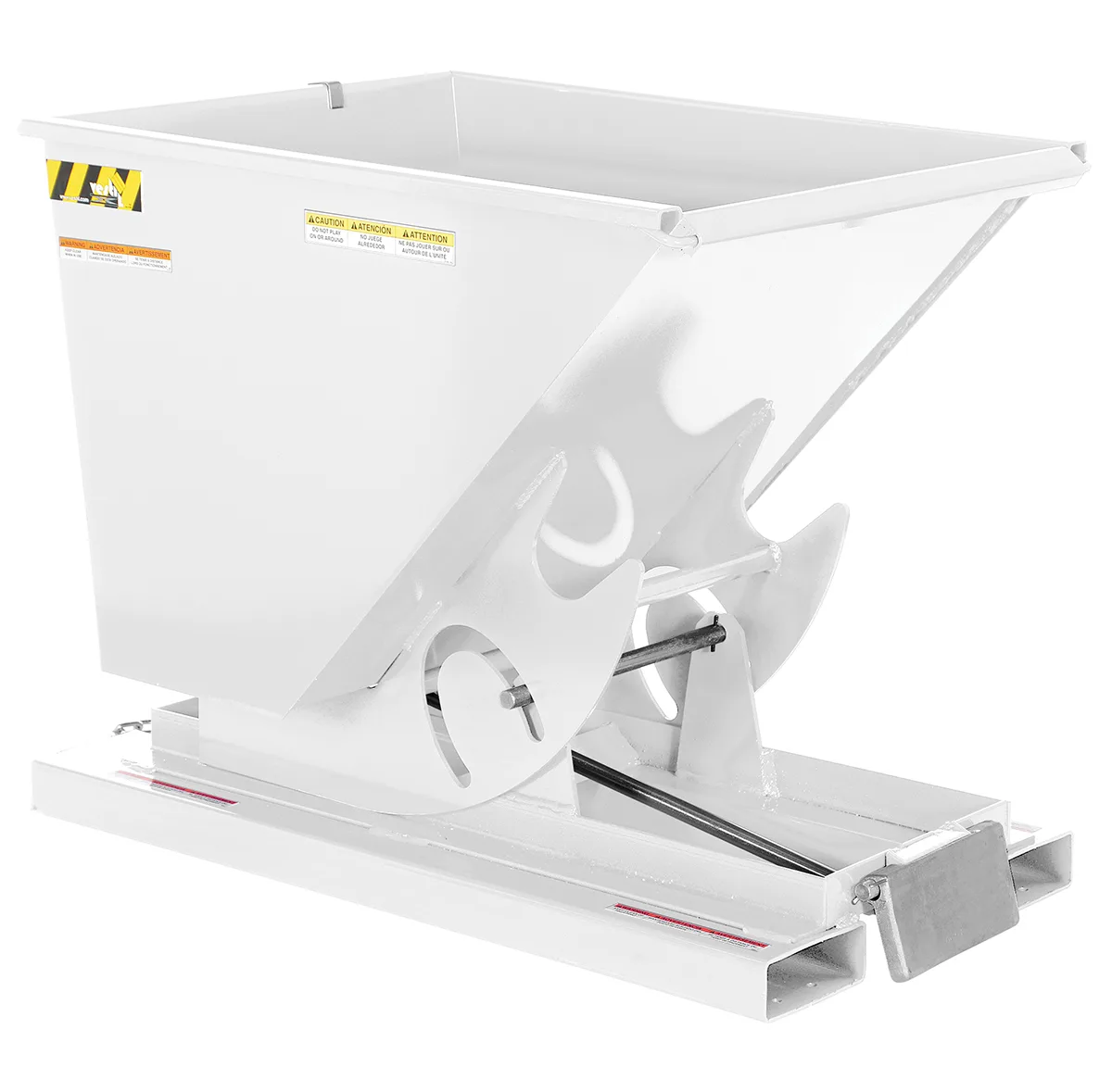 Vestil D-50-HD-WHT d style - self-dumping steel hoppers with bumper release