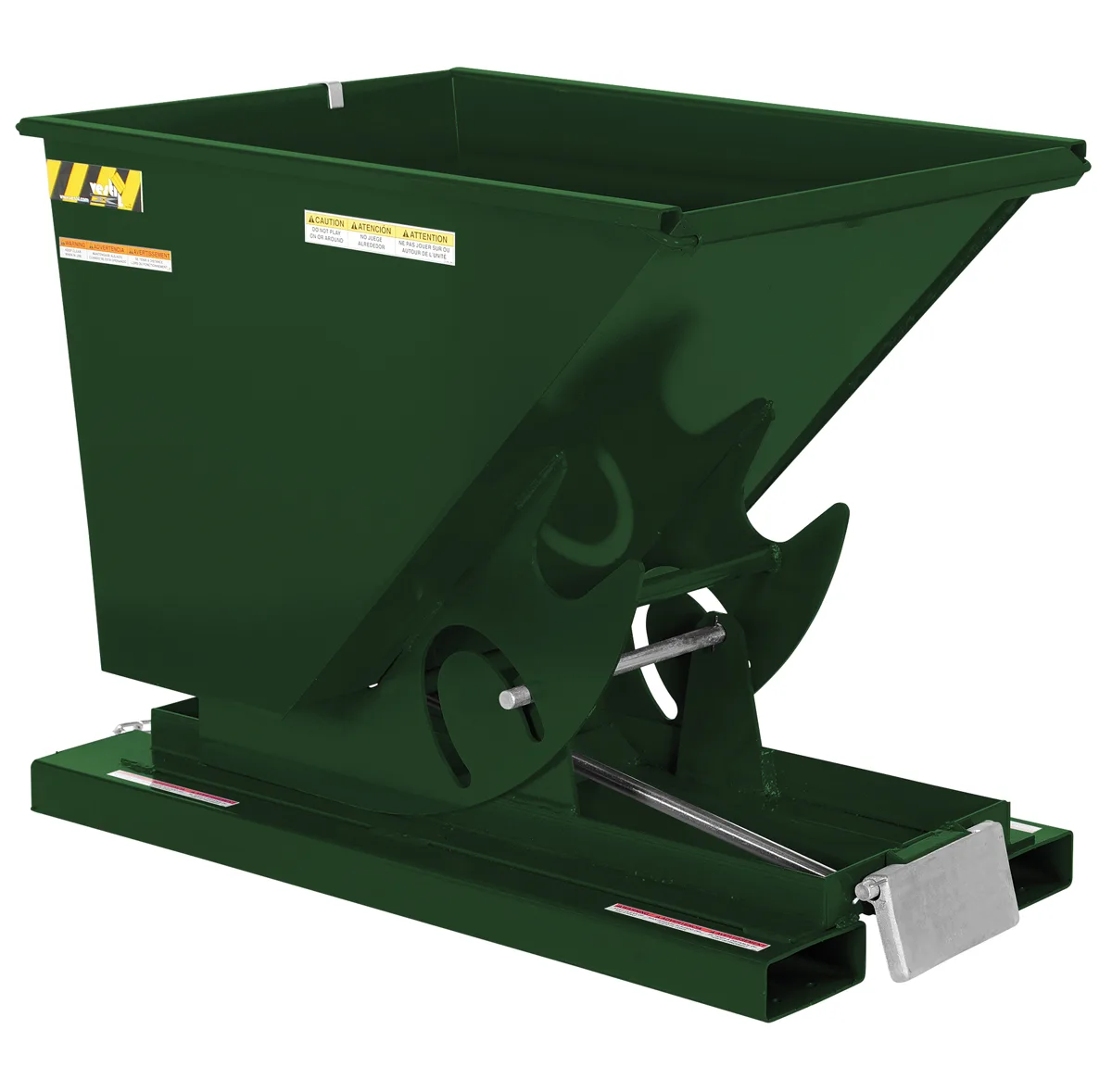 Vestil D-50-LD-GRN-H d style - self-dumping steel hoppers with bumper release