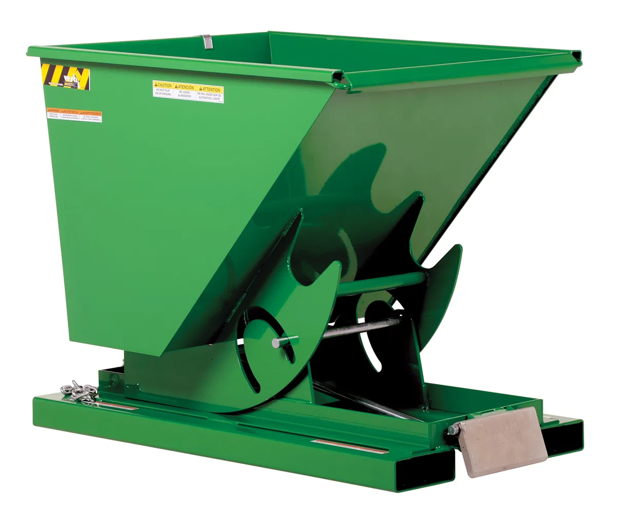 Vestil D-50-LD-GRN-T d style - self-dumping steel hoppers with bumper release
