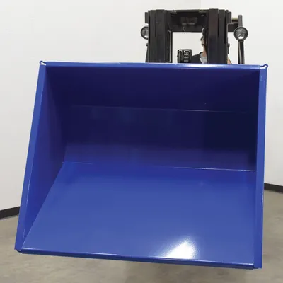 Vestil D-50-LD-LP low profile d-style self dumping hopper shown from an alternate angle