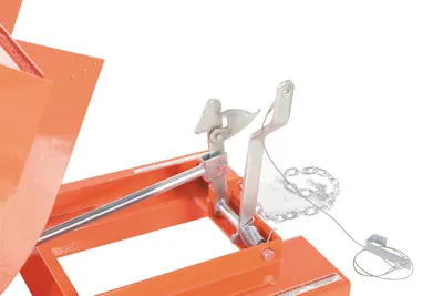 Vestil D-50-LD-ORG-C d style - self-dumping steel hoppers with bumper release shown from an alternate angle