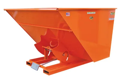 Vestil Steel Light Duty Self Dumping Hopper 1/2 Cubic Yard 2000 Lb. Capacity Orange