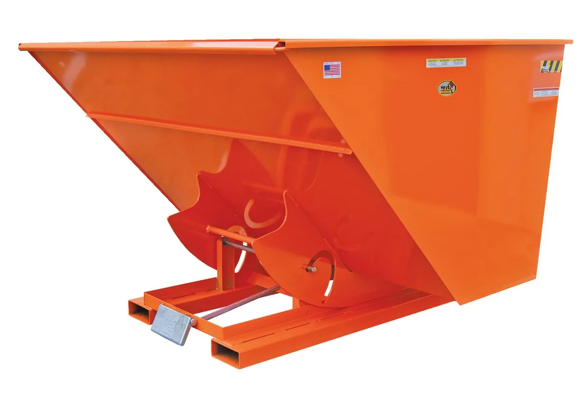 Vestil D-50-LD-ORG-C d style - self-dumping steel hoppers with bumper release