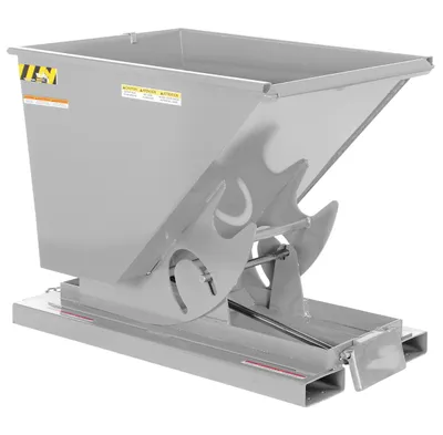 Vestil Steel Light Duty Self Dumping Hopper 1/2 Cubic Yard 2000 Lb. Capacity Silver Lining