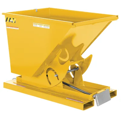 Vestil Steel Light Duty Self Dumping Hopper 1/2 Cubic Yard 2000 Lb. Capacity Yellow