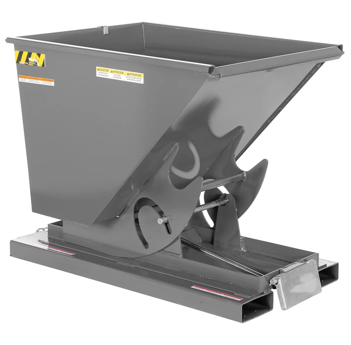 Vestil D-50-MD-GY-SG d style - self-dumping steel hoppers with bumper release
