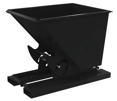 Vestil Steel Medium Duty No Bump & Dump Hopper 1/2 Cubic Yard 4000 Lb. Capacity Semi Gloss Black