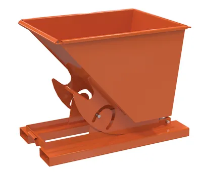 Vestil Steel Medium Duty No Bump & Dump Hopper 1/2 Cubic Yard 4000 Lb. Capacity Orange