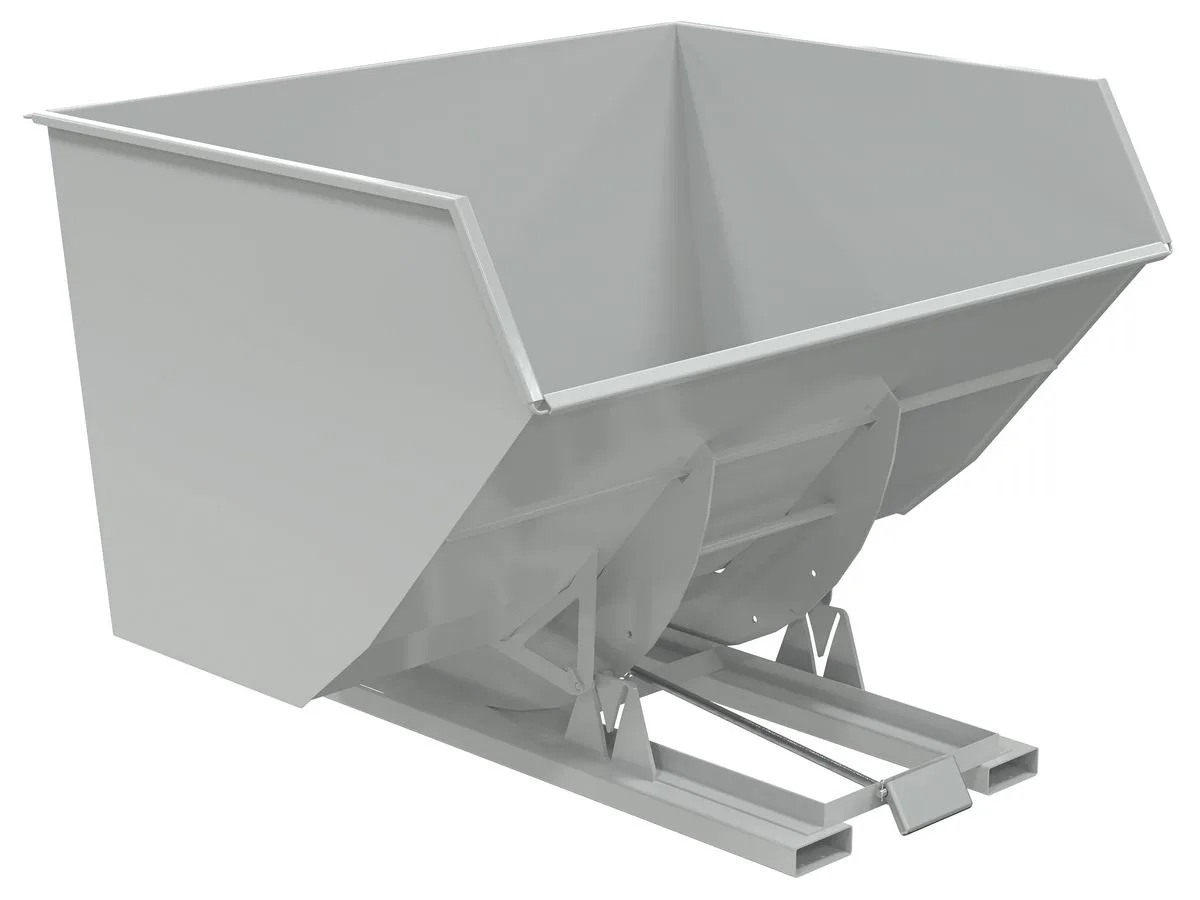Vestil D-500-HD-GY-MG d style - self-dumping steel hoppers with bumper release