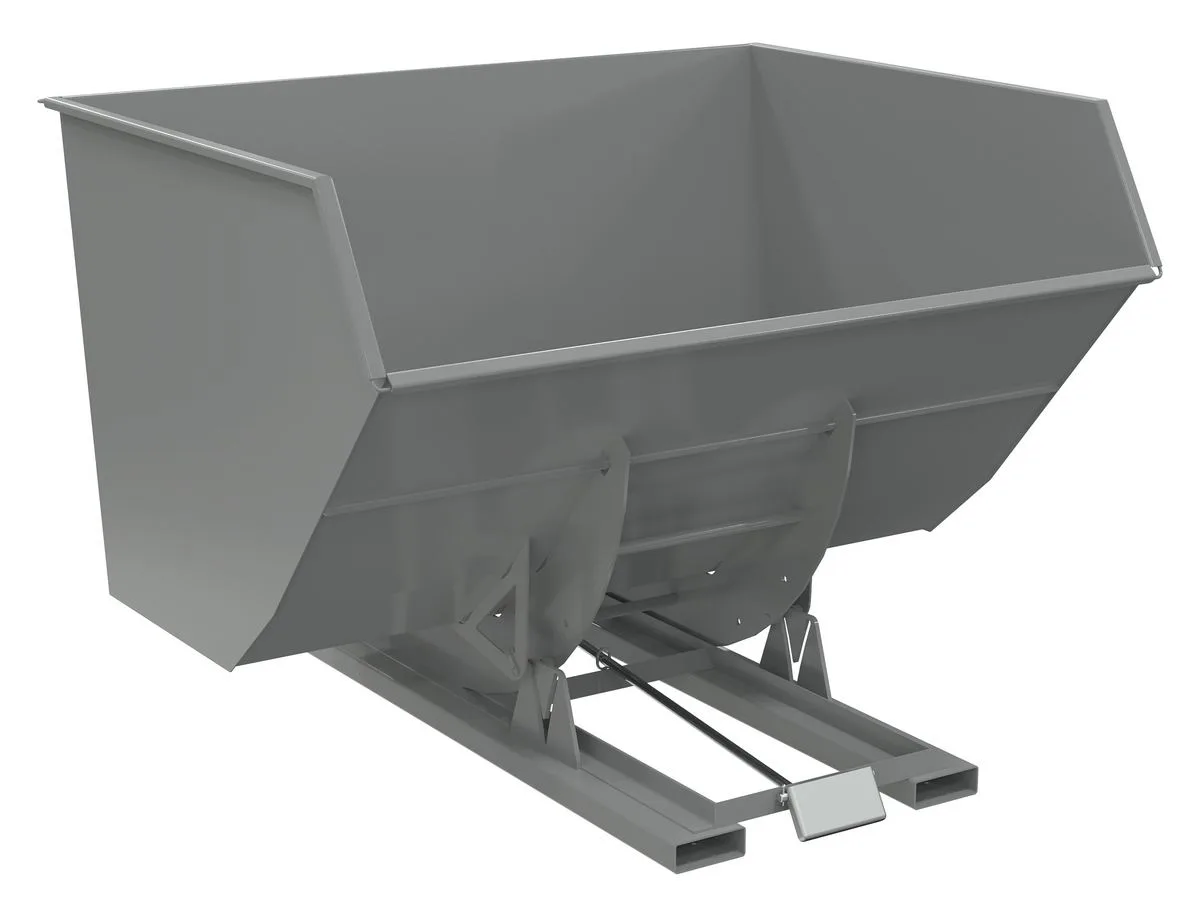 Vestil D-500-HD-GY-SG d style - self-dumping steel hoppers with bumper release