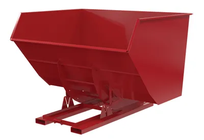 Vestil Steel Heavy Duty No Bump & Dump Hopper 5 Cubic Yard 6000 Lb. Capacity Soda Red