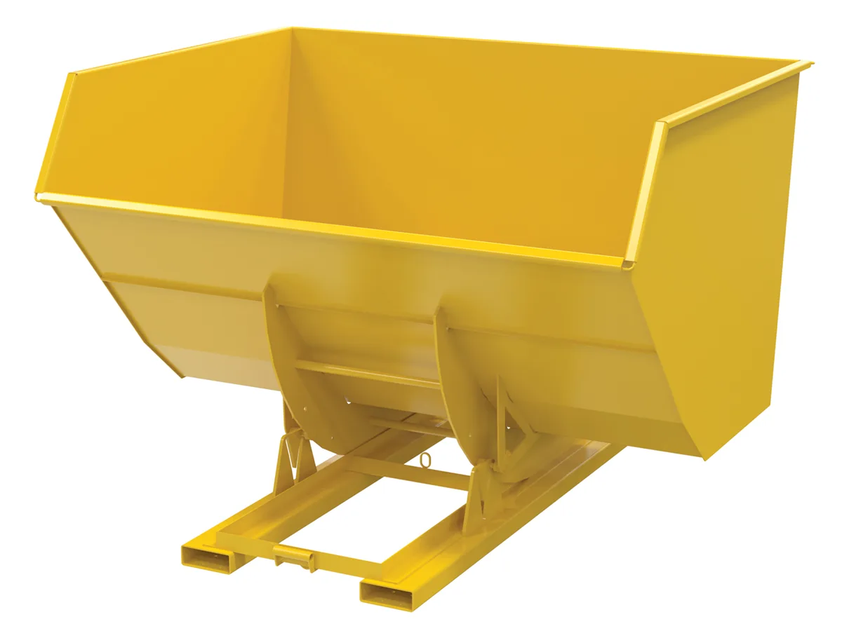 Vestil D-500-HD-NB-YEL d-style hoppers, no bump & dump