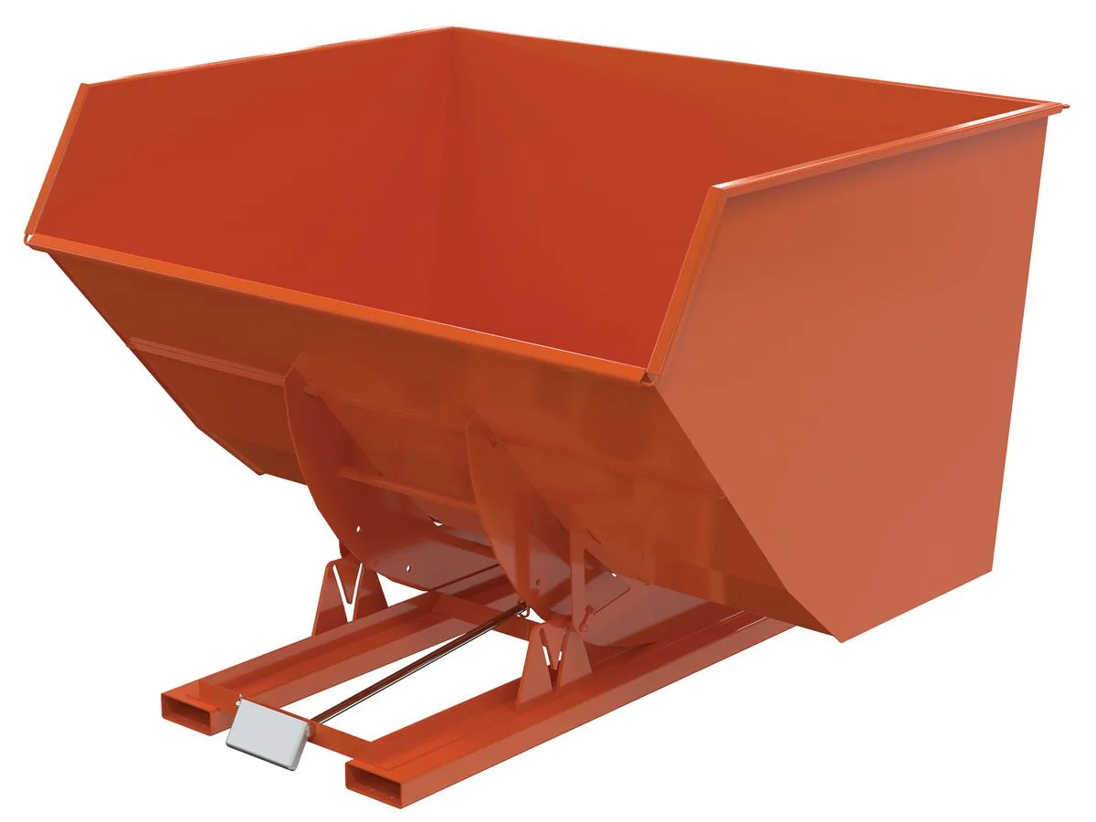 Vestil D-500-HD-ORG-C d style - self-dumping steel hoppers with bumper release