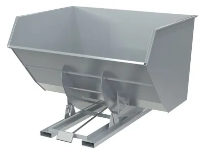 Vestil Steel Heavy Duty Self Dumping Hopper 5 Cubic Yard 6000 Lb. Capacity Silver Lining
