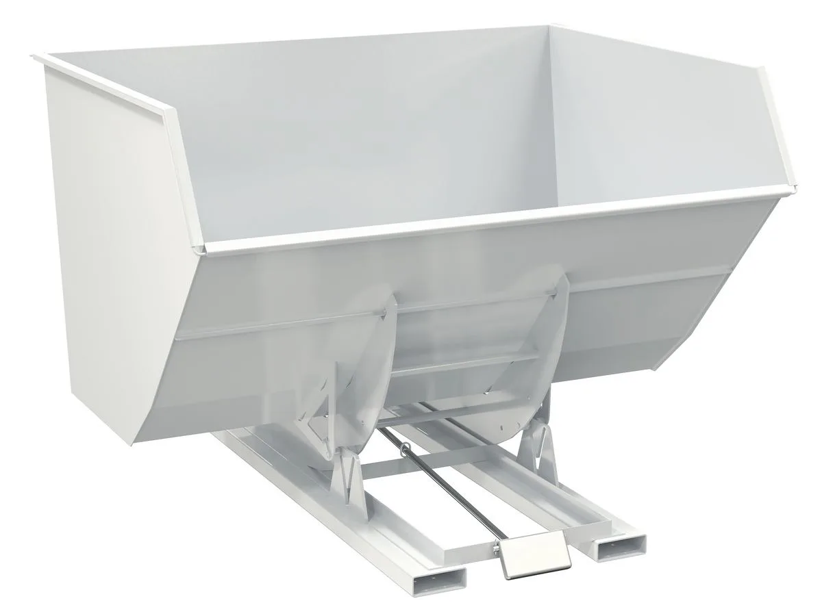Vestil D-500-HD-WHT d style - self-dumping steel hoppers with bumper release